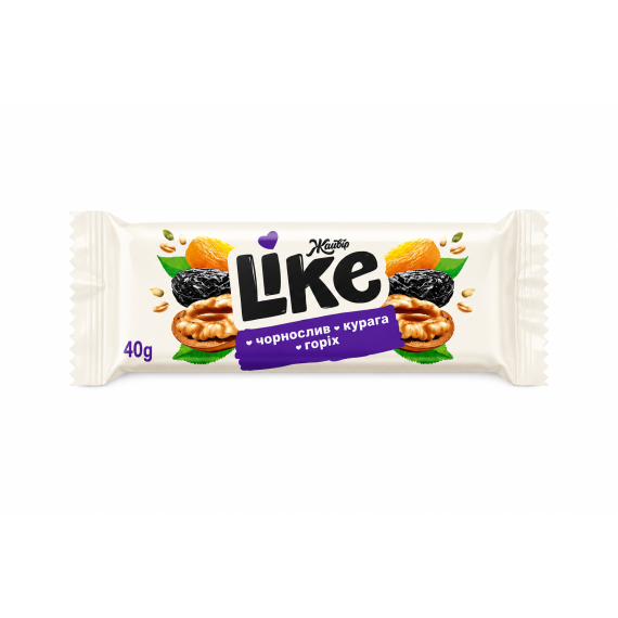 Like з волоськими горіхами, курагою та чорносливом 40 г х 30 шт (1,2 кг)